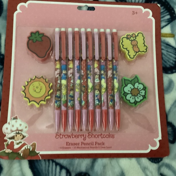 New Strawberry Shortcake Mechanical Pencils and Erasers pack -14 pieces - Picture 1 of 7